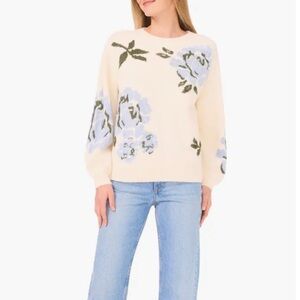 Ted Baker Cream Sweater with Blue Floral Design